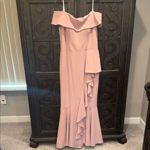 Betsy & Adam Strapless Pink Ruffle Dress